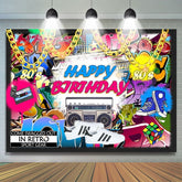 Retro Hüfte Pop Urban Graffiti Glücklich Geburtstag Hintergrund